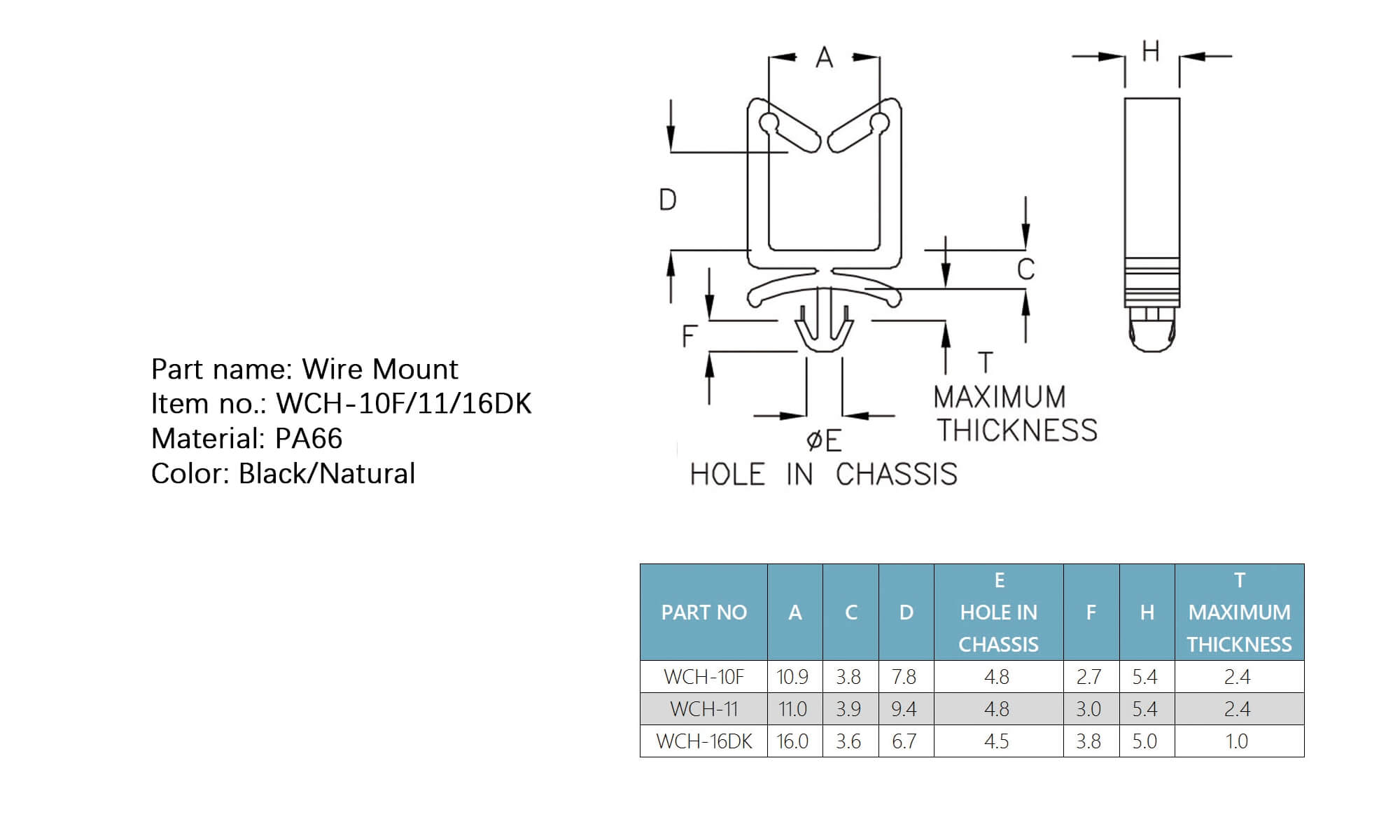 Plastic Wire Mount WCH-10F